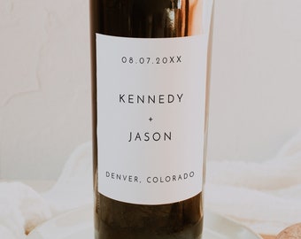 Modern Wedding Wine Label Template, Wine Labels Wedding, Editable Wine Labels, Printable Wine Labels, Minimalist Wedding Favors DIY KENNEDY