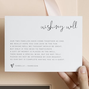 ADELLA Minimalist Wedding Wishing Well Card Template, Wishing Well Cards, Wishing Well Bridal Shower, Wishing Well Template, Printable Card