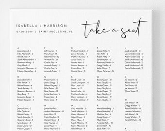 Alphabetical Seating Chart For Wedding