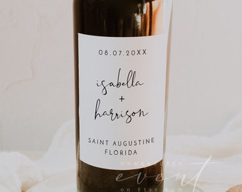 ADELLA Minimalist Wedding Wine Label Template, Wine Labels Wedding, Editable Wine Labels, Printable Wine Labels, Minimalist Wedding Favors