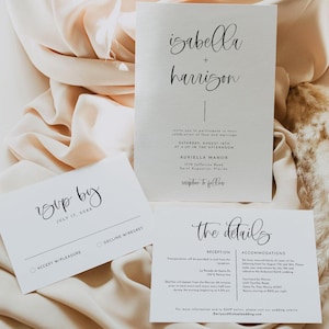 Minimalistische Hochzeitseinladungs-Vorlagen, moderne Hochzeitseinladung, Kalligraphie-Hochzeits-Einladung, Typographie-Hochzeits-Einladung Einfach JOLIE