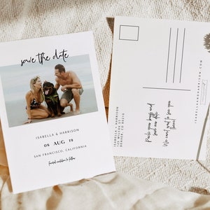 WILLOW Photo Save the Date Template, Modern Save the Date with Picture, Printable Save the Date Minimalist, Polaroid Style Save the Date