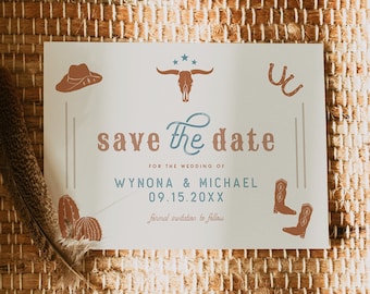 Western Save the Date Template, Ranch Wedding Save the Date, Southwestern Wedding Invitation Printable, Cowboy Save the Date Photo WYNONA
