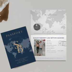 ATLAS Passport Wedding Invitation Template, Travel Themed Wedding Invitation Instant Download, Adventure Abroad Wedding InvitE Passport