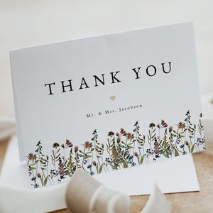 Tarjeta de agradecimiento de montaña, tarjeta de agradecimiento imprimible, tarjeta de agradecimiento de flores silvestres, plantilla de agradecimiento de boda, tarjeta de agradecimiento de ducha boho, tarjeta de agradecimiento instantánea boho HEIDI