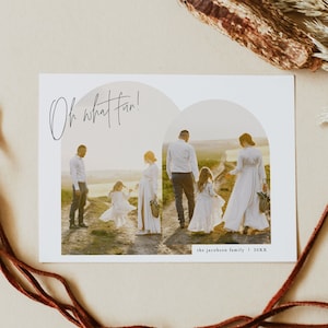 Modelo de cartão de Natal minimalista, Oh What Fun Christmas Card, Cartão de Natal com foto, Cartão de Natal Boho HARLOW