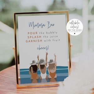 Mimosa Bar Schild zum Ausdrucken, See Bachelorette Getränkekarte Vorlage, Swim Bachelorette, Ocean Tropical Bachelorette Bar Beschilderung DIY - REED