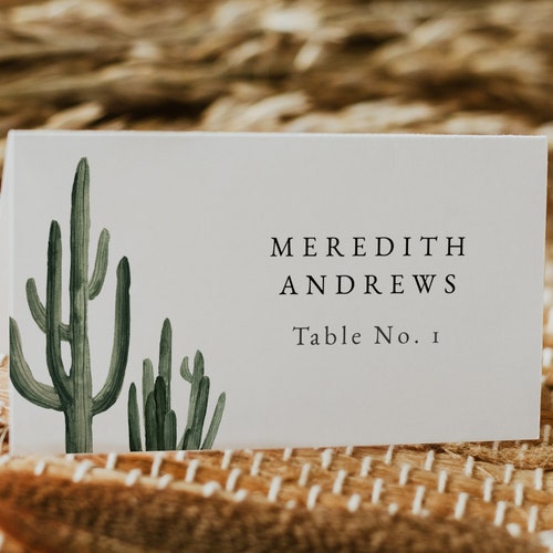Succulent Name Place Card Template Wedding Name Table Seating - Etsy
