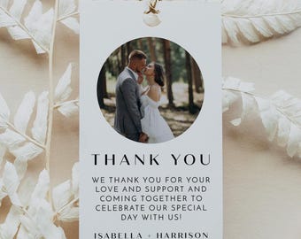 Druckbares Foto Favor Tag Moderne minimalistische Danke Geschenk Tag Bearbeitbare Hochzeitstags Digital Download Print at Home Tags - ZARA
