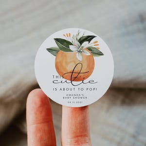 Popcorn Sticker Template, Little Cutie Baby Shower Favor Tag, Clementine Baby Shower, Citrus Baby Shower, About to Pop Printable CALLIOPE