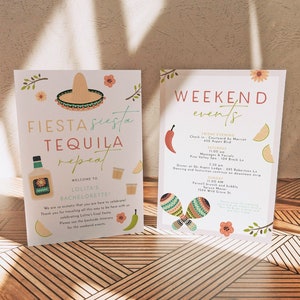 LOLITA Fiesta Bachelorette Itinerary Template, Final Fiesta Bachelorette Welcome Letter & Itinerary Printable, Fiesta Siesta Tequila Repeat