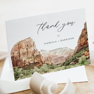 ZION NATIONAL PARK Thank You Card, Printable Thank You Card, Thank You Card Template, Utah Thank You Card, Desert Wedding Thank You Notes