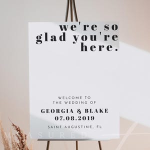 Modernes Willkommensschild für die Hochzeit, Willkommensschild für die Hochzeit, Printable Willkommensschild für die Hochzeit Schwarz Weiß Retro Minimal RILEY