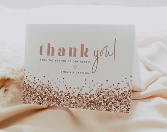 REGINA Rose Gold Thank You Card Template, Printable Wedding Thank You Card, Blush Thank You Card, Baby Shower Thank You, Bridal Shower Cards