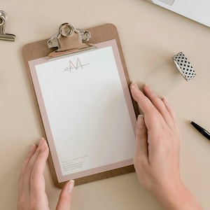 Juego de papelería minimalista en tonos rubor y gris de LAYLA, juego de papelería personalizada en rosa, juego de membrete en tonos rubor, membrete DIY de descarga instantánea