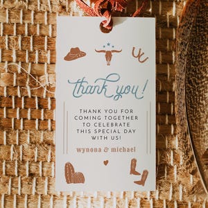Modèle d'étiquette de faveur de mariage rodéo, 1er étiquette de faveur d'anniversaire de rodéo, étiquettes de faveur de cow-boy imprimable, étiquette-cadeau Boy Ranch désert du sud-ouest des États-Unis WYNONA