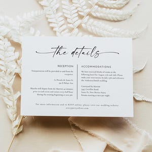 BLAIR Details Kartenvorlage, Hochzeitseinladung beiliegende Karte druckbar, moderne minimalistische Hochzeitskarte, Wegbeschreibung und Anpassungskarte