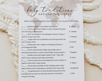 CARMEN Baby Traditions Around the World Baby Shower Game, Printable Adventure Travel Map Baby Shower Games, Baby Shower Game Cards