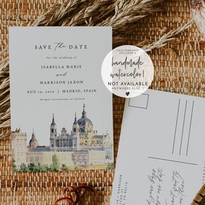Modèle Save the Date de MADRID, carte postale de Madrid, Save the Date, mariage à Madrid, téléchargement immédiat, Espagne Save the Date, imprimable