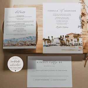SANTA BARBARA Hochzeitseinladung Vorlage, Aquarell Santa Barbara Küste Hochzeit Ziel Hochzeit laden druckbare, kalifornische Küste ein