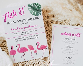 OAKLEY Flamingo Bachelorette Einladung Vorlage, Flock It Einladung, Tropical Bachelorette, Strand Bachelorette, Mexiko Bachelorette DIY