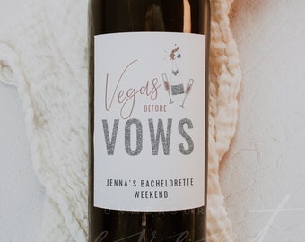 GENNA Vegas Before Vows Wine Bottle Label Template, Vegas Bachelorette Favors, Vegas Bachelorette Party, Printable Wine Label, Instant DIY