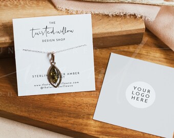 Carte de présentation de collier minimaliste ADELLA imprimable, modèle de carte de présentation de boucle d'oreille simple, cartes de marque de bijoux modernes,