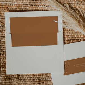 MIA Gebrannte Orange Umschlag Liner bedruckbar, Terrakotta Umschlag Liner, minimalistische Boho Umschlag Liner Vorlage, Wüsten Hochzeit Liner