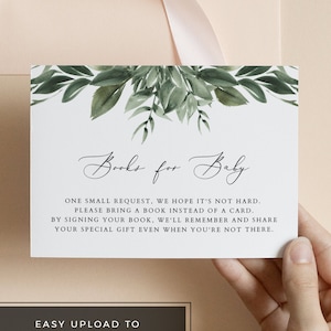 Kaartsjabloon LANA groenboeken voor baby, boeken voor babygroen, boeken voor baby invoegen, groen uitnodiging babyshower insteekkaart