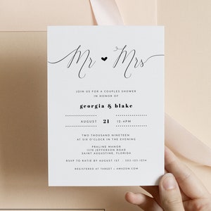 Jack and Jill Bridal Shower Invitation Template, Couple Shower Invite Instant Download, Coed Shower Invitations, Templett Shower Invite