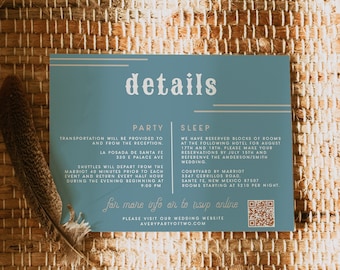 Western Wedding Details Card Template, Printable Invitation Enclosure Instant Download, Western Cowboy Rodeo Invitation Insert DIY WYNONA