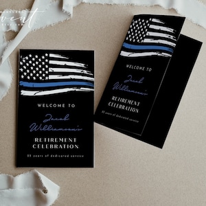 EMS Retirement Program Template, Folded Retirement Program Printable, Thin White Line Program, Paramedic Flag Retirement Celebration Instant