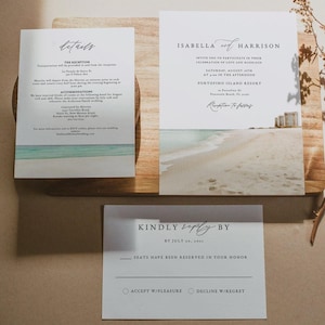 PENSACOLA Beach Wedding Invitation Template Suite Printable Florida Wedding Invite Instant Editable Tropical Destination Wedding Set