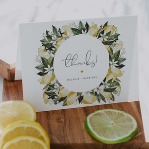 Zitrone Danke-Karte, Zitrus Danke-Karte zum Ausdrucken, Sommer Obst Danke-Karte, Baby Brautparty Hochzeit Danke - DAHLIA