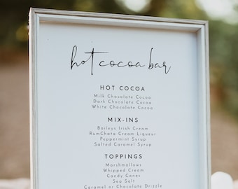 ADELLA Printable Hot Cocoa Bar Menu Modern Minimalist Hot Chocolate Bar Menu Sign Template Winter Wedding Sign Christmas Holiday Party