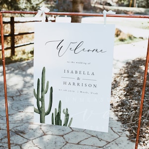 ELEANOR Cactus Wedding Welcome Sign Template, Desert Wedding Welcome Sign Printable, Modern Minimalist Bohemian Autumn Wedding Poster DIY