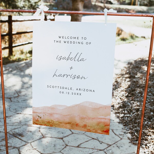 SONNY Wedding Welcome Sign Template, Printable Welcome Sign, Terracotta Welcome Sign, Bohemian Burnt Orange Fall Autumn Desert Wedding DIY
