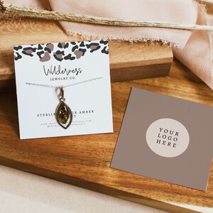 AUBREE luipaardprint ketting videokaart afdrukbaar, dierenprint oorbel displaykaartsjabloon Instant cheetah print branding kaart sieraden