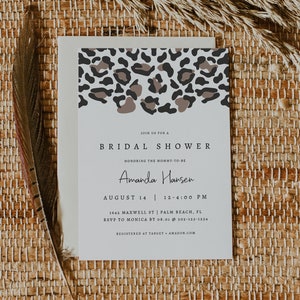 AUBREE Leopard Print Bridal Shower Invitation Template, Safari Bridal Shower Invitation, Jungle Bridal Shower Invitation Animal Print DIY