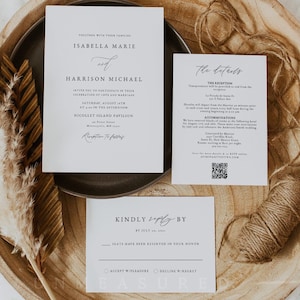 Moderne minimalistische Hochzeitseinladung Vorlage, einfaches Hochzeitseinladungs-Set, elegante Hochzeitseinladungen, druckbare Hochzeitseinladung MARAH