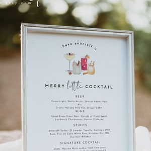 ADELLA ADELLA Printable Christmas Cocktail Bar Menu Have Yourself a Merry Little Cocktail Sign Modern Minimalist Holiday Party Bar Sign