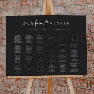 Black and White Wedding Seating Chart Template, Alphabetical Seating Chart, Horizontal Seating Chart, Modern Minimalist Seating DIY - PRIYA