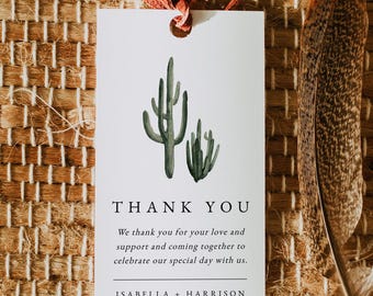Cactus Favor Tag Template, Cactus Wedding Favor Tag, Cactus Gift Tag ...