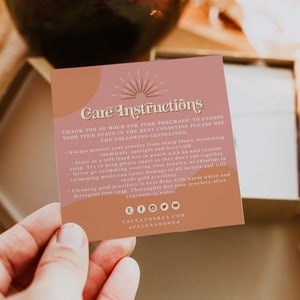 Modèle de carte d'entretien pour petite entreprise rétro, notice d'entretien pour carte d'entretien de bijoux, instructions d'entretien des années 70, carte d'entretien de produit bougie TRIXIE