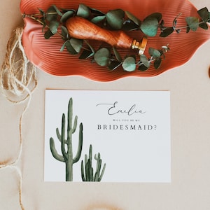 ELEANOR Moderne Saguaro Brautjungfer Vorschlagskarte, Kaktus Brautjungferkarten, Brautjungfer Geschenke, Brautjungfernvorschlag, Bride Tribe Vorschlagskarte