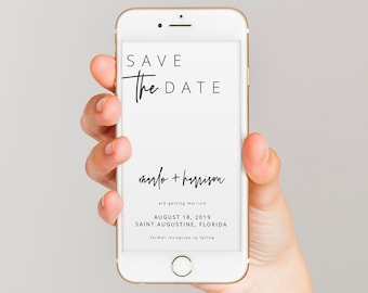 Modern Save the Date Template, Text Message Save the Date, Minimalist Wedding Save the Date Evite, Electronic Save the Dates DIY MARLO