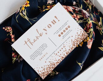 REGINA Small Business Thank You Card, Printable Thank You Card Template, Rose Gold Business Thank You Card, Feminine Blush Branding Note