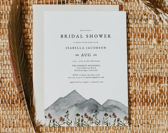 HEIDI Mountain Bridal Shower Invitation Template, Boho Bridal Shower Invite, Colorado Bridal Shower, Bohemian Mountain Invitation Instant