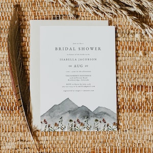 HEIDI Mountain Bridal Shower Invitation Template, Boho Bridal Shower Invite, Colorado Bridal Shower, Bohemian Mountain Invitation Instant