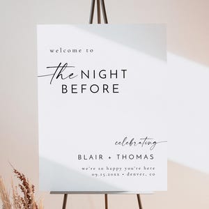 Wedding Rehearsal Dinner Welcome Sign, The Night Before Wedding Welcome Sign Template, Rehearsal Dinner Welcome Sign Printable - BLAIR
